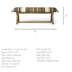 Benches & Ottomans-Kirkland's Home Jute Striped Natural Wood Bench Brown/White/Gray