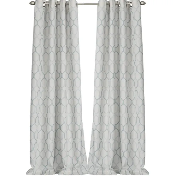 Curtains & Drapes-Kirkland's Home Kale Interlocked Single Curtain Panel, 84 In. Green/White