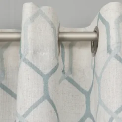 Curtains & Drapes-Kirkland's Home Kale Interlocked Single Curtain Panel, 84 In. Green/White