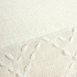 Pillows-Kirkland's Home Kantha Stitch Recycled Throw Pillow Ivory