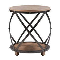 Accent & End Tables-Kirkland's Home Kaylor Bent Metal And Wood Accent Table Brown