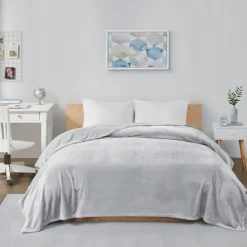 Blankets & Throws-Kirkland's Home King Oversize Plush Blanket Gray