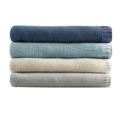 Blankets & Throws-Kirkland's Home King Rylan Knit Blanket Blue