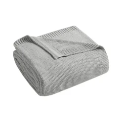 Blankets & Throws-Kirkland's Home King Rylan Knit Blanket Gray