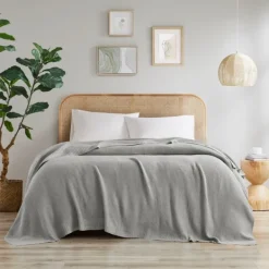 Blankets & Throws-Kirkland's Home King Rylan Knit Blanket Gray