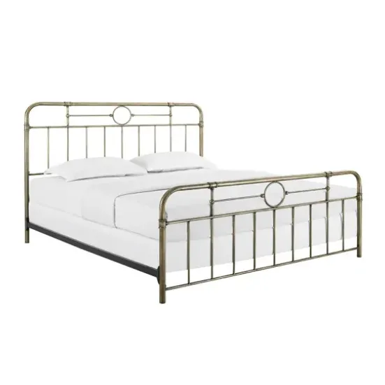 Beds & Headboards-Kirkland's Home King Size Bronze Pipe Bed Frame Brown