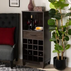 Cabinets & Sideboards-Kirkland's Home Kitredge Dark Wine Cabinet Brown