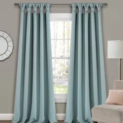 Curtains & Drapes-Kirkland's Home Knotted Curtain Panel Set, 84 In. Blue