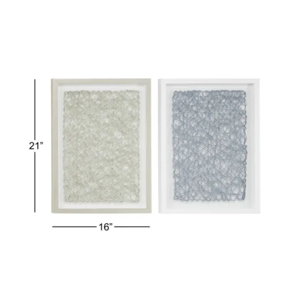 Framed Art-Kirkland's Home Knotted String 2-Pc. Shadow Box Set Green/Blue/White