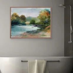 Canvas Art-Kirkland's Home Lacu Ii Framed Canvas Art Print Brown/Blue