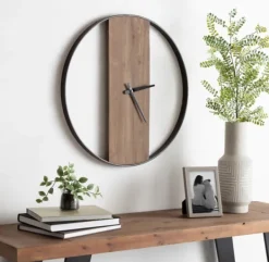 Clocks-Kirkland's Home Ladd Natural Wood Wall Clock Black
