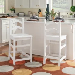 Bar Stools & Counter Height Stools-Kirkland's Home Ladder Back Counter Stools, Set Of 2 White