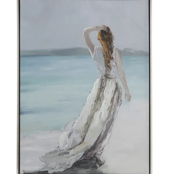 Framed Art-Kirkland's Home Lady Of The Ocean Framed Canvas Art Print White/Blue/Gray