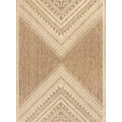 Outdoor Rugs-Kirkland's Home Landy Aztec Outdoor Rug, 5X8 Tan