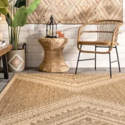 Outdoor Rugs-Kirkland's Home Landy Aztec Outdoor Rug, 5X8 Tan