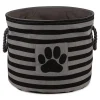 Baskets & Boxes-Kirkland's Home Large Black Paw Patch Stripe Round Pet Basket Black/Gray