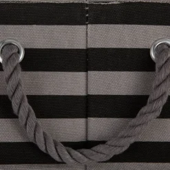 Baskets & Boxes-Kirkland's Home Large Black Paw Patch Stripe Round Pet Basket Black/Gray