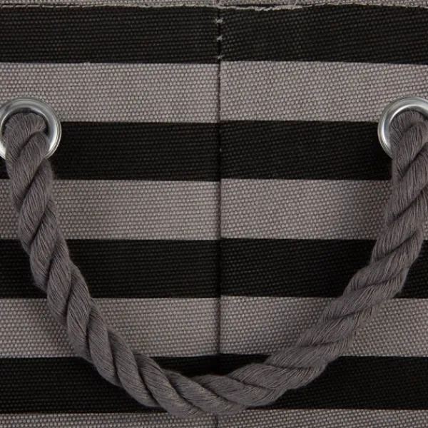 Baskets & Boxes-Kirkland's Home Large Black Paw Patch Stripe Round Pet Basket Black/Gray