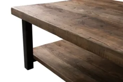 Coffee Tables-Kirkland's Home Large Brown Pine Wood And Metal Coffee Table Tan