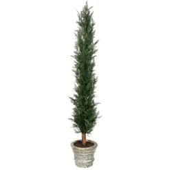 Trees & Topiaries-Kirkland's Home Large Cedar Tree In Mossy White Planter, 60 In.