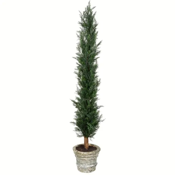 Trees & Topiaries-Kirkland's Home Large Cedar Tree In Mossy White Planter, 60 In.