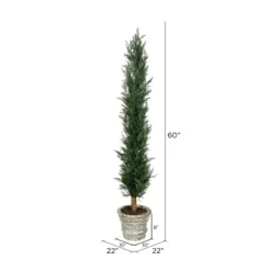 Trees & Topiaries-Kirkland's Home Large Cedar Tree In Mossy White Planter, 60 In.