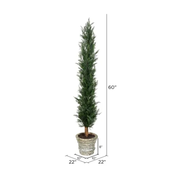Trees & Topiaries-Kirkland's Home Large Cedar Tree In Mossy White Planter, 60 In.