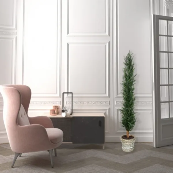 Trees & Topiaries-Kirkland's Home Large Cedar Tree In Mossy White Planter, 60 In.