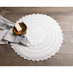 Bathroom Rugs-Kirkland's Home Large Crochet Round Bath Mat White