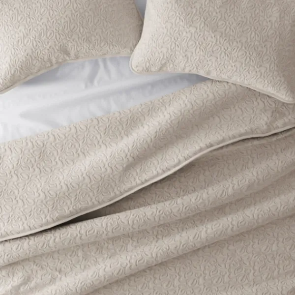 Quilts-Kirkland's Home Latte Floral Stitch 3-Pc. Queen Quilt Set Tan
