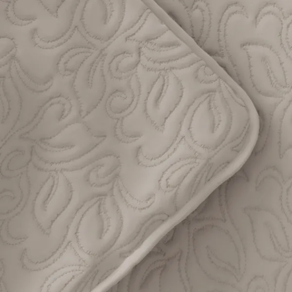 Quilts-Kirkland's Home Latte Floral Stitch 3-Pc. Queen Quilt Set Tan