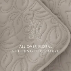 Quilts-Kirkland's Home Latte Floral Stitch 3-Pc. Queen Quilt Set Tan