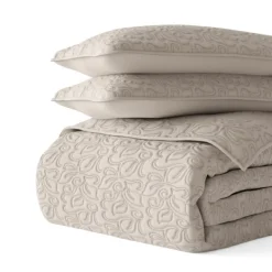 Quilts-Kirkland's Home Latte Floral Stitch 2-Pc. Twin Quilt Set Tan