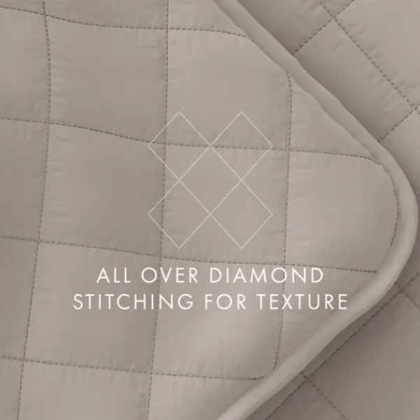 Quilts-Kirkland's Home Latte Stitched Diamond 3-Pc. Queen Quilt Set Tan