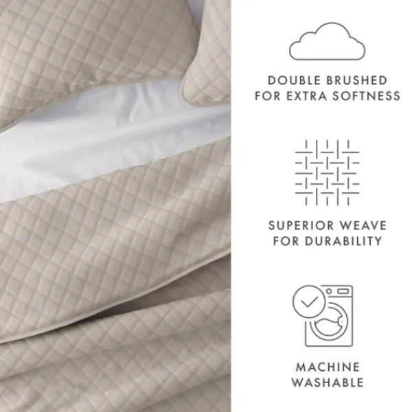 Quilts-Kirkland's Home Latte Stitched Diamond 3-Pc. King Quilt Set Tan