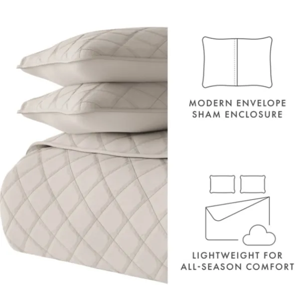 Quilts-Kirkland's Home Latte Stitched Diamond 3-Pc. King Quilt Set Tan