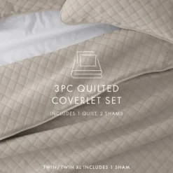 Quilts-Kirkland's Home Latte Stitched Diamond 3-Pc. King Quilt Set Tan