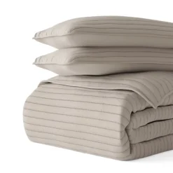 Quilts-Kirkland's Home Latte Stitched Stripes 2-Pc. Twin Quilt Set Gray