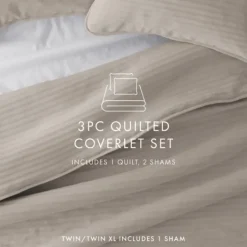 Quilts-Kirkland's Home Latte Stitched Stripes 2-Pc. Twin Quilt Set Gray