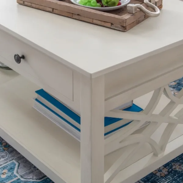 Coffee Tables-Kirkland's Home Lattice Raised Top Storage Coffee Table White