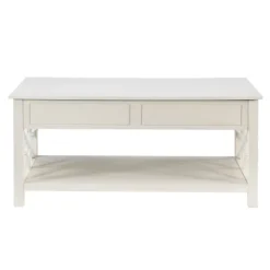 Coffee Tables-Kirkland's Home Lattice Raised Top Storage Coffee Table White