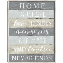 Wall Quotes & Signs-Kirkland's Home Laughter Never Ends Framed Canvas Art Print Blue/Green