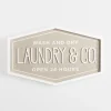 Wall Quotes & Signs-Kirkland's Home Laundry & Co. Hexagon Wood Plaque Tan/White