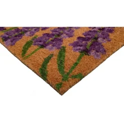 Doormats-Kirkland's Home Lavender Hello Doormat Tan/Black/Purple