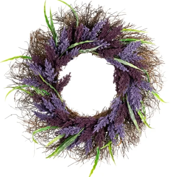Wreaths-Kirkland's Home Lavender Leaf Spiral Wreath Purple/Green