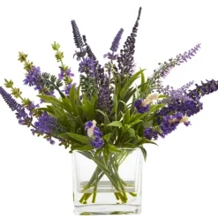 Wreaths-Kirkland's Home Lavender Wreath And Arrangement 2-Pc. Set Purple/Green