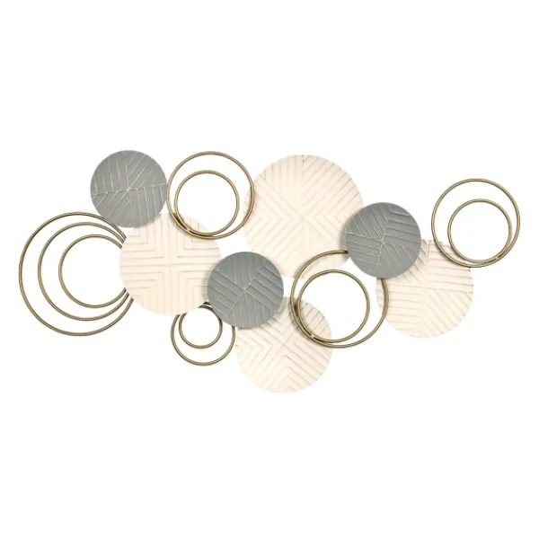 Wall Plaques-Kirkland's Home Layered Herringbone Plates Wall Plaque Gray/White/Gold