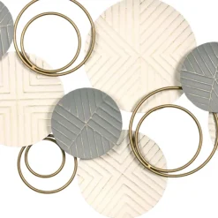 Wall Plaques-Kirkland's Home Layered Herringbone Plates Wall Plaque Gray/White/Gold