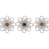 Wall Plaques-Kirkland's Home Layered Metal & Wood Flower Wall Plaques, Set Of 3 Black/Tan}Multi