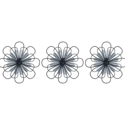 Wall Plaques-Kirkland's Home Layered Metal & Wood Flower Wall Plaques, Set Of 3 Black/Tan}Multi